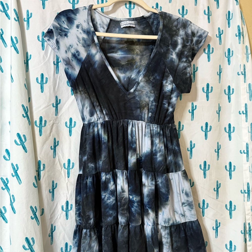 Urban Outfitters Black, Gray and Blue Tie-Dye Mini Dress